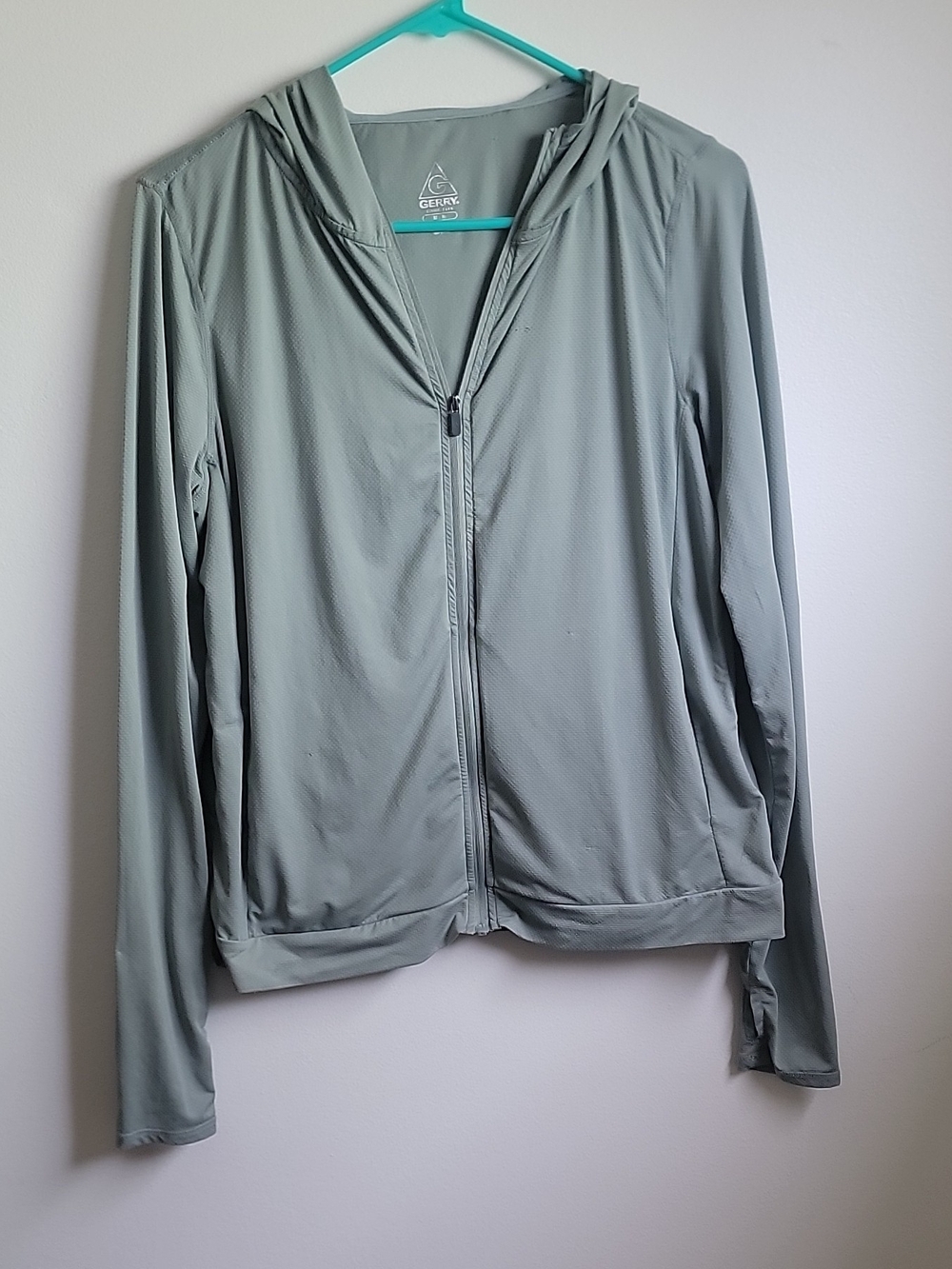 Gerry Weber Hooded Zip Jacket in Gray with Teal Accent